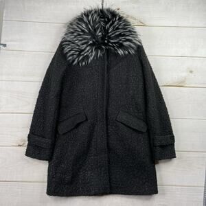 Jessica Simpson Sherpa Coat Jacket Womens S Black Removable Fur Collar Pockets